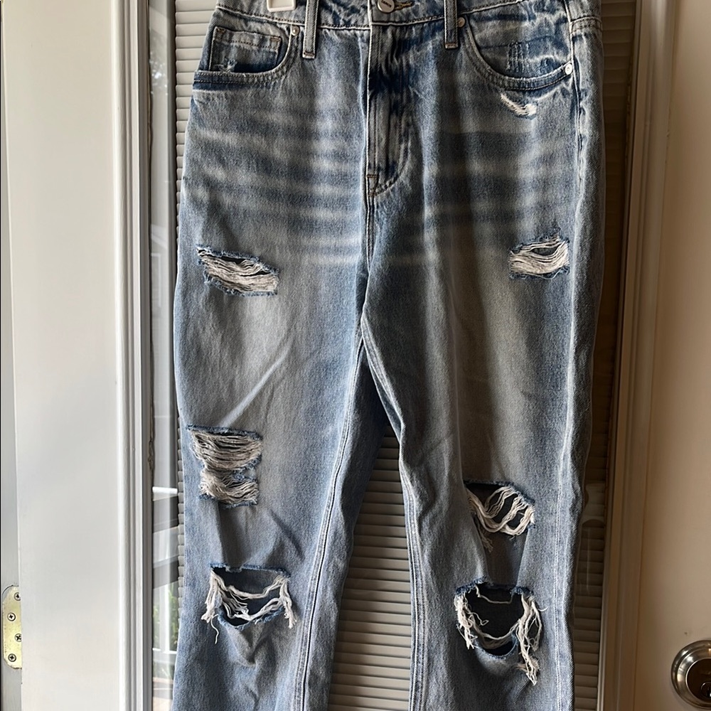 Altar'd State Blue Distressed Straight Leg Jeans